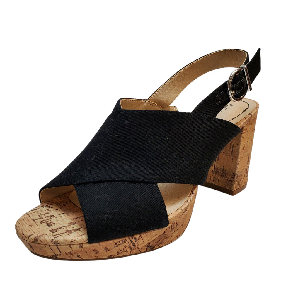 Lifestride Womens Shoes Lara Block Heel Crisscross strap Sandals 7.5W Black